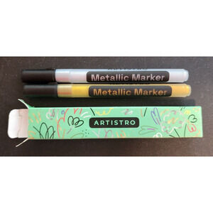 Artistro - 2 Acrylic Metallic Markers - Extra Fine - Gold and Silver